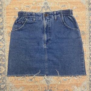 Lee Vintage Denim Jean Skirt Cut Off Frayed Size 26 Mini Cotton Casual 2/4